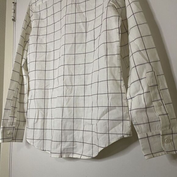 TAYLOR STITCH IVORY PLAID BUTTON DOWN MEN COLLAR SHIRT SIZE MEDIUM - Picture 5 of 5